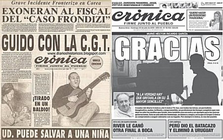 El primer número de Crónica y el de su despedida