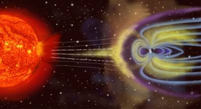 Concepto de la magnetosfera de la Tierra