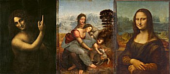 Obras maestras: San Juan Bautista, Santa Ana con la Virgen y el Niño y La Gioconda
