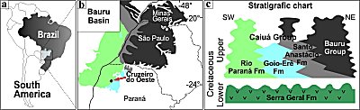 Mapa que muestra la ubicación del sitio “cemitério dos pterossauros”