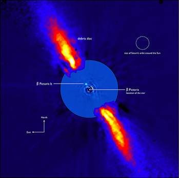 ESO imagen de un posible planeta cerca de Beta Pictoris.