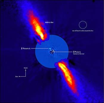 ESO imagen de un posible planeta cerca de Beta Pictoris. 