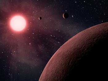 Concepto artístico del sistema planetario Kepler 20